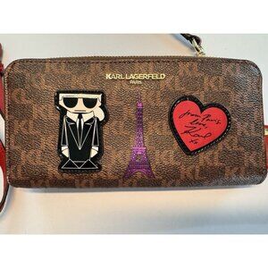 Karl Lagerfeld Paris Continental Wallet & Crossbody Purse Eiffel Tower Heart
